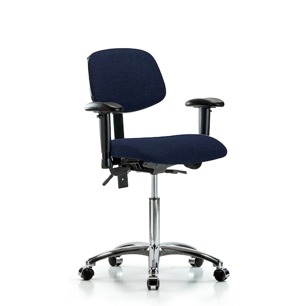 Chair, Fab, Med Bench, Chr Tilt AA Cast Nav, 6-Way Adjustable, 22" to 29" Height, Dark Blue