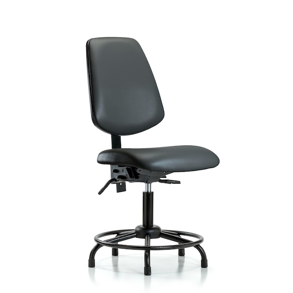 Vinyl Chair, Desk, Round Tube Base, Med Back, Glides, Carbon