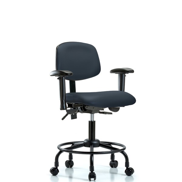 Desk Chair Desk Chair, Vinyl, Chr Tilt AA Glides, Port, Adjustable Arms, 21" to 26" Height, Vinyl
