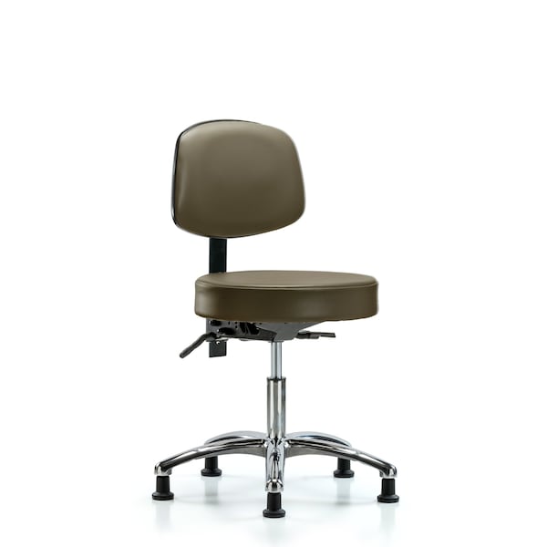 Vinyl Stool, Back Chrome, Desk, Glides, Royal