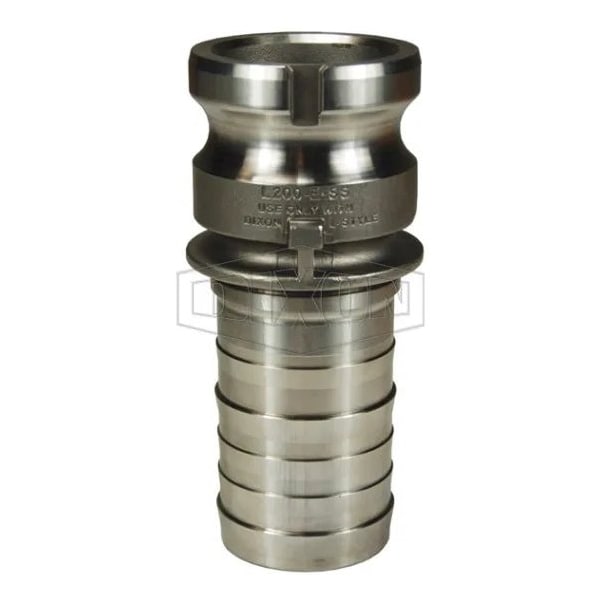 Vent-Lock Type E Cam and Groove Adapter, 1 in, Male Adapter x Hose Shank, 316 SSss Steel