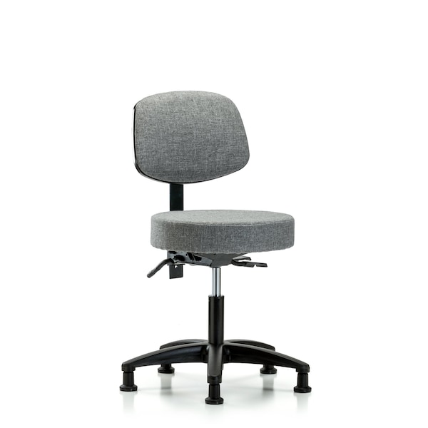 Desk Stool, Fabric, Bk, Glides, Gry