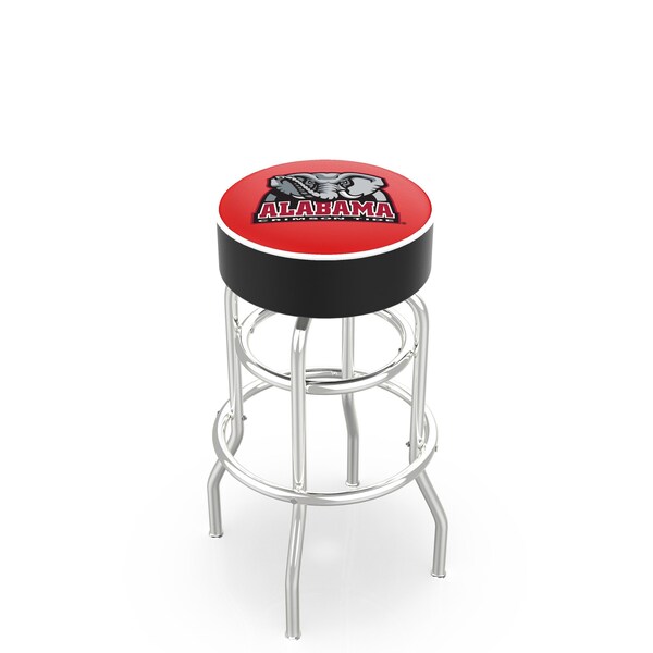 25" 4" Alabama Cushion Seat, Double-Ring Chrome Swivel Bar Stool