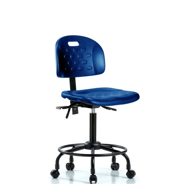Poly Chair, Round Tube Base, Med Bench, Tilt, Casters, Blue