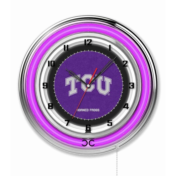 Texas Christian University Double Neon 19" Clock (TCU)