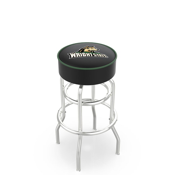 25" Wright State Cushion Seat, 2-Ring Chrome Swivel Bar Stool