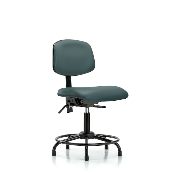 Desk Chair Desk Chair, RT Glides, Vinyl, lBlu, No Arms, 18" to 23" Height, Vinyl, Colonial Blue