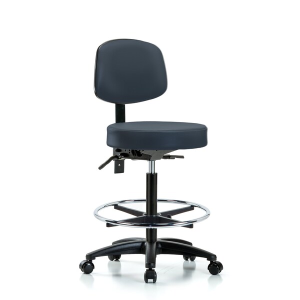 Bench Stool, Hi, Vin, Bk, CF, Casters, Nav