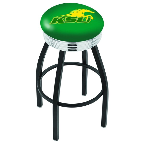 25" Blk Wrinkle Kentucky State University Swivel Bar Stool, Chrome Ring