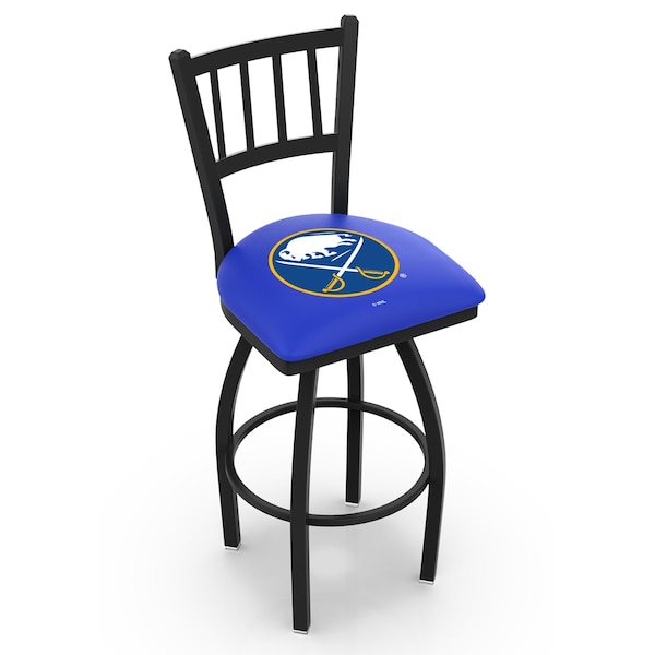 25" Blk Wrinkle Buffalo Sabres Swivel Bar Stool, Jailhouse Back