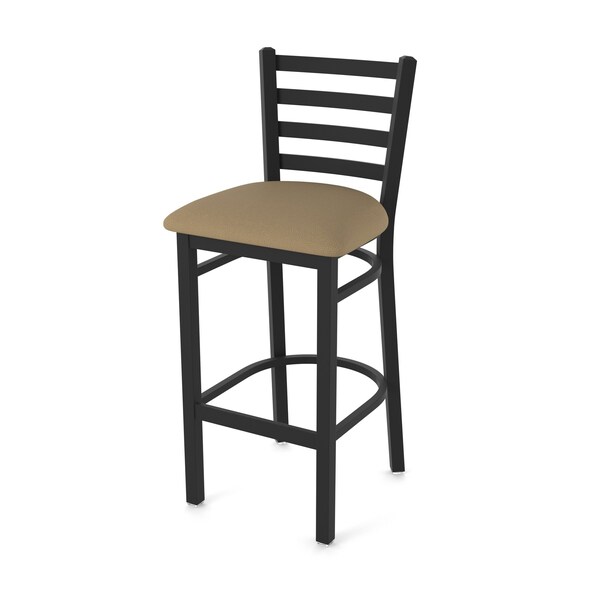 25" Stationary Counter Stool, Black Wrinkle, Rein Thatch Seat
