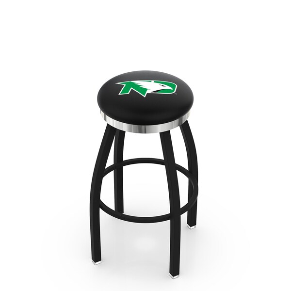 25" Blk Wrinkle North Dakota Swivel Bar Stool, Chrome Ring