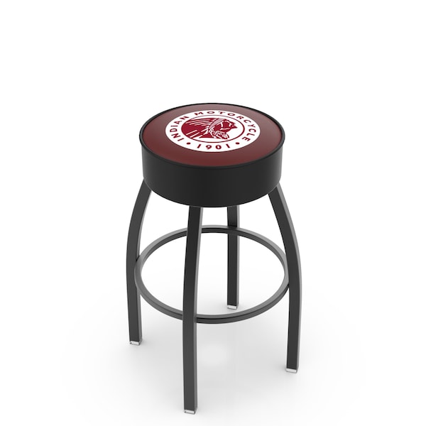 25" Indian Motorcycle Cushion Seat, Blk Wrinkle Base Swivel Bar Stool