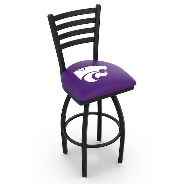 25" Blk Wrinkle Kansas State Swivel Bar Stool, Ladder Back