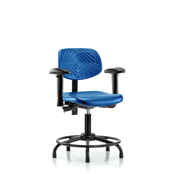 Poly Chair Round Tube Base, Desk, Arms, Glides, Blue