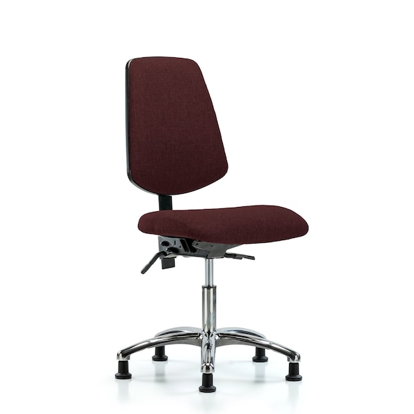 Desk Chair Fab Desk Chair, Med, Bk, Chrm, Glides, Bur, No Arms, 19" to 24" Height, Fabric, Burgundy