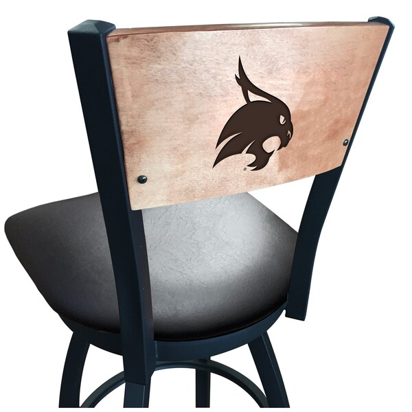 25" Blk Wrinkle Texas State Swivel Bar Stool, Laser Engraved Back