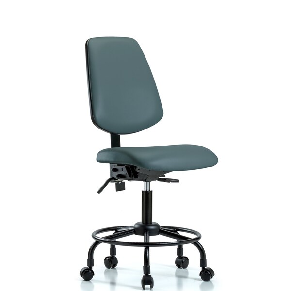 Desk Chair No Arms, 21" to 26" Height, Vinyl, Colonial Blue