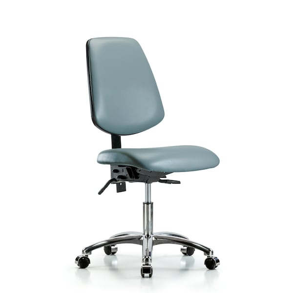 Vinyl Chair Chrome, Desk, Med Back, Tilt, Casters, Storm