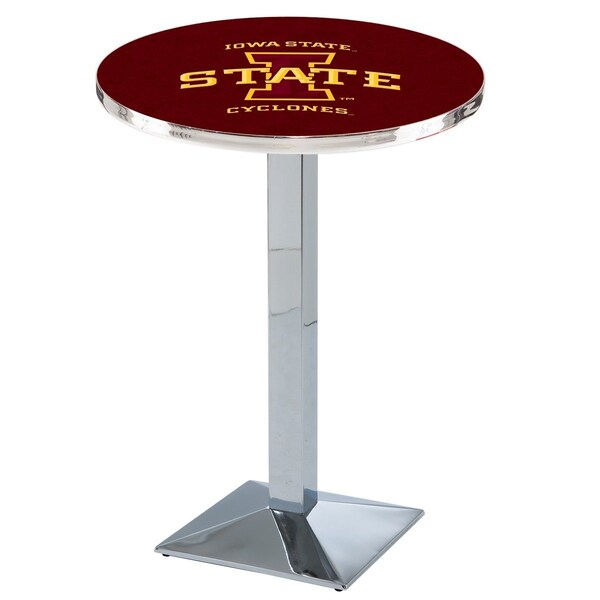 42" Chrome Iowa State Pub Table, 36" dia. Top
