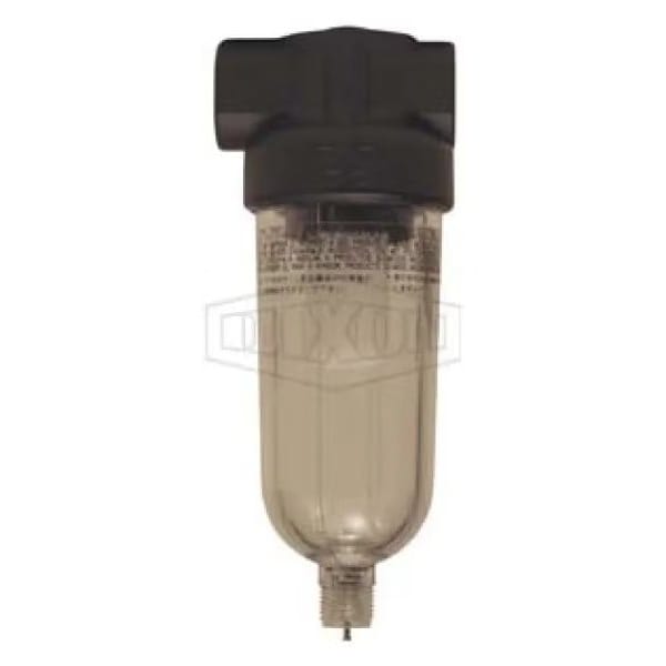 Compact Design Miniature Compressed Air Filter with Automatic Drain, 1/4 in Port, 24 SCFM, 5 micron,