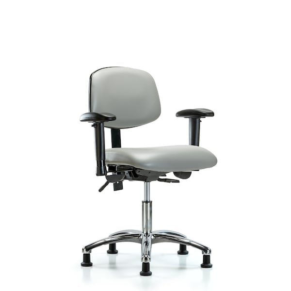 Desk Chair Desk Chair, Vinyl, Chrome AA Glides, Dov, Adjustable Arms, 18" to 23" Height, Vinyl, Dove