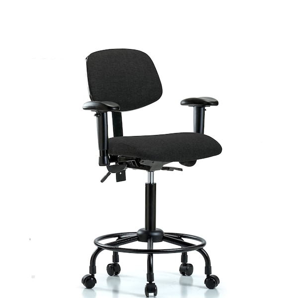 Chair, Fabric, Med Bench, RT AA Casters, Blk, 6-Way Adjustable, 22" to 29" Height, Black
