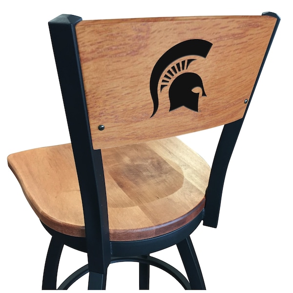 25" Blk Wrinkle Michigan State Swivel Bar Stool, Laser Engraved Back