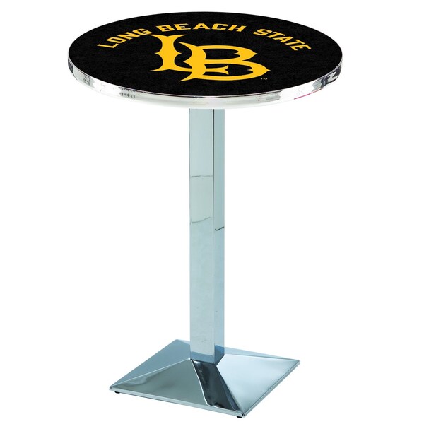 42" Chrome Long Beach State University Pub Table, 36" dia. Top