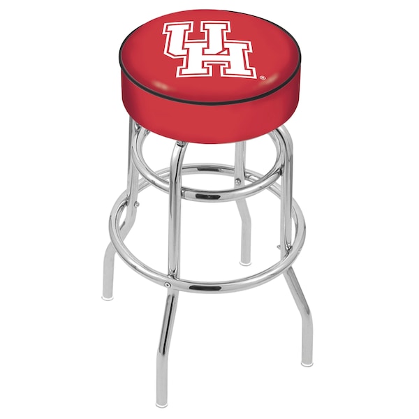 25" 4" Houston Cushion Seat, Double-Ring Chrome Swivel Bar Stool