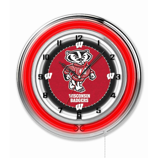 University of Wisconsin Double Neon 19" Clock (Badger)