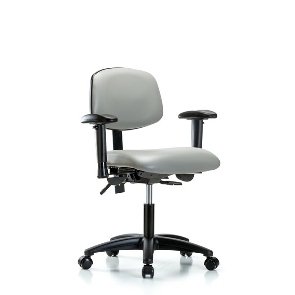 Desk Chair Desk Chair, Vinyl, Tilt AA Casters, Dov, Adjustable Arms, 18" to 23" Height, Vinyl, Dove