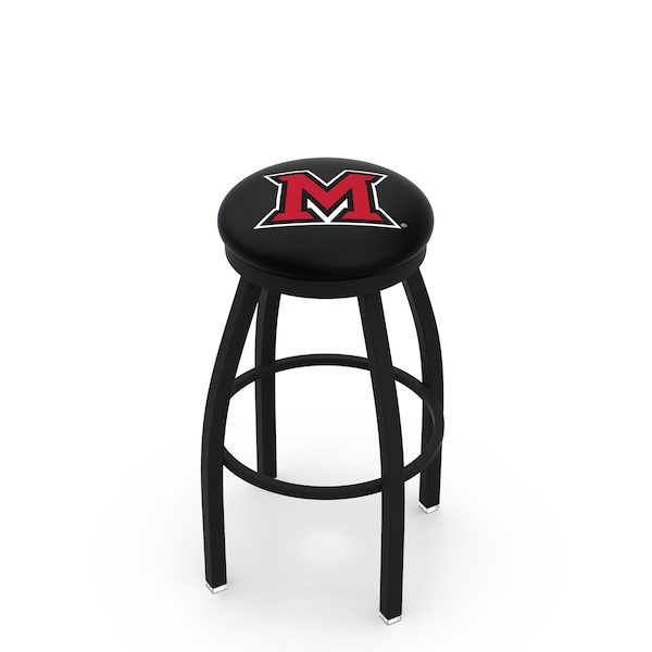 25" Blk Wrinkle Miami (OH) Swivel Bar Stool, Accent Ring