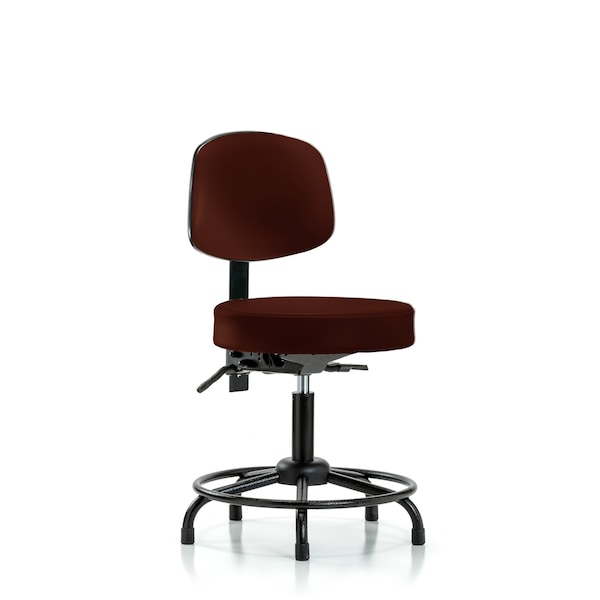 Desk Stool, Vinyl, Bk, RT, Glides, Burg