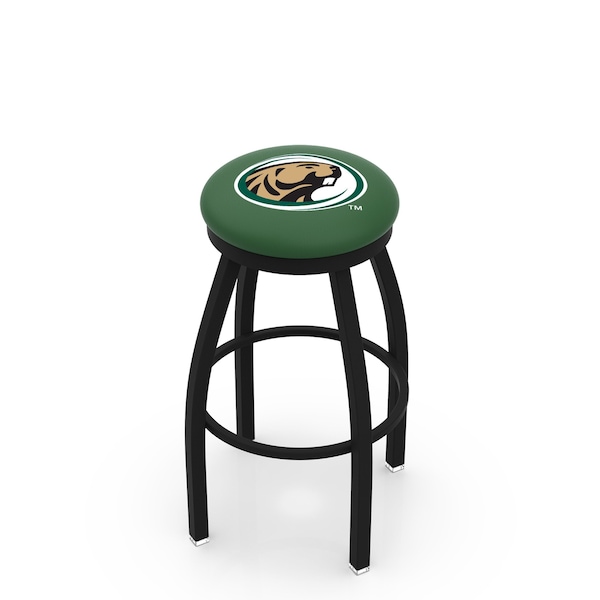 25" Blk Wrinkle Bemidji State Swivel Bar Stool, Accent Ring
