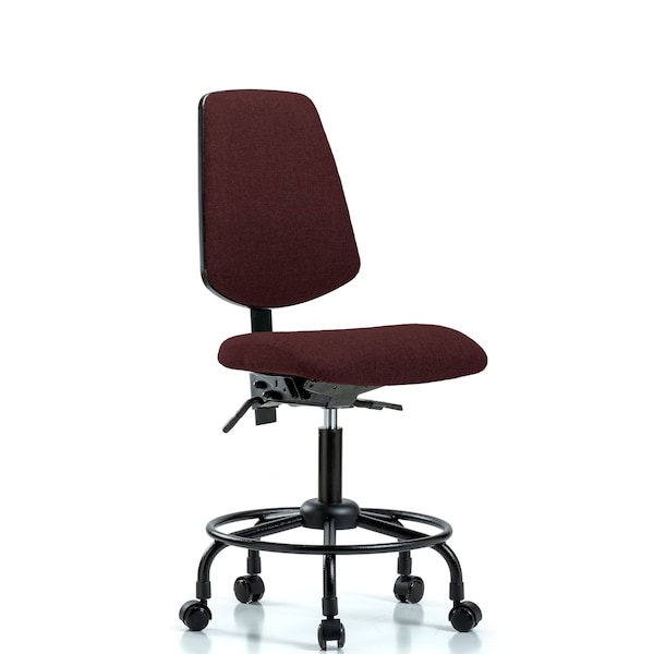 Desk Chair Fab Desk Chair, Med, Bk, RT, Cast, Bur, No Arms, 21" to 26" Height, Fabric, Burgundy