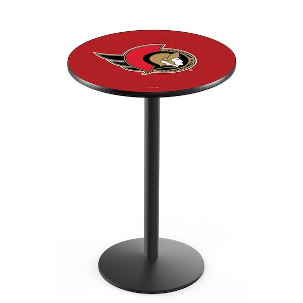 42" Blk Wrinkle Ottawa Senators Pub Table, 36" dia. Top