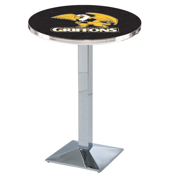 42" Chrome Missouri Western State Pub Table, 36" dia. Top