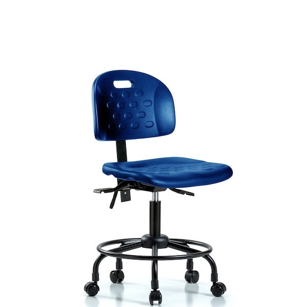 Poly Chair, Round Tube Base, Desk, Tilt, Casters, Blue