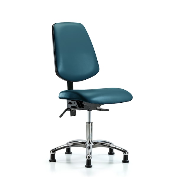 Vinyl Chair Chrome, Desk, Med Back, Glides, Royal