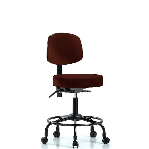 Desk Stool, Vinyl, Bk, RT, Casters, Burg