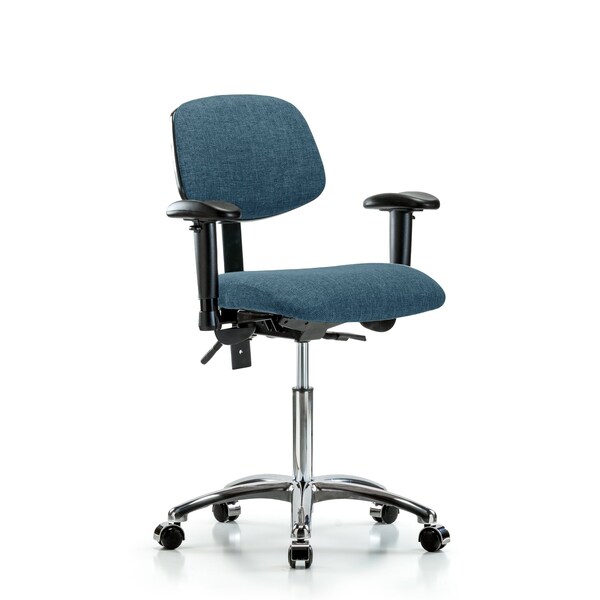 Chair, Fab, Med Bench, Chr AA Casters, Blu, 6-Way Adjustable, 22" to 29" Height, Blue