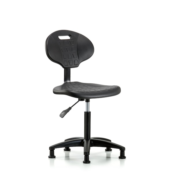 Erie Med Bench Chair, Glides, No Arms, 19" to 27" Height, Black; Blue
