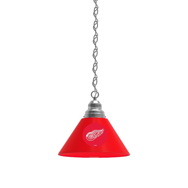 Detroit Red Wings Pendant Light, Chrome Fixture