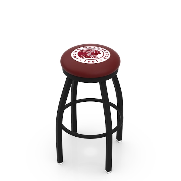 25" Blk Wrinkle Indian Motorcycle Swivel Bar Stool, Accent Ring