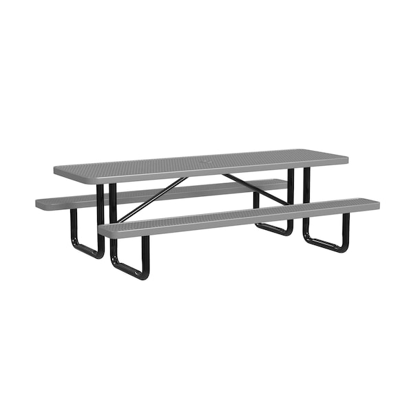 Rectangle Portable Picnic Table, Gray, Standard, 8 ft L