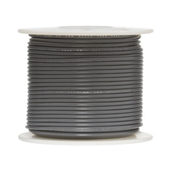 18 AWG Gauge UL1061 Stranded Hook Up Wire, 300V, 0068 Diameter, Gray, 100 ft Length