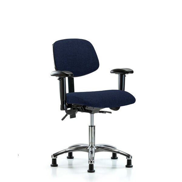 Desk Chair Desk Chair, Fabric, Chr Tilt AA Glides, Nav, Adjustable Arms, 19" to 24" Height, Fabric