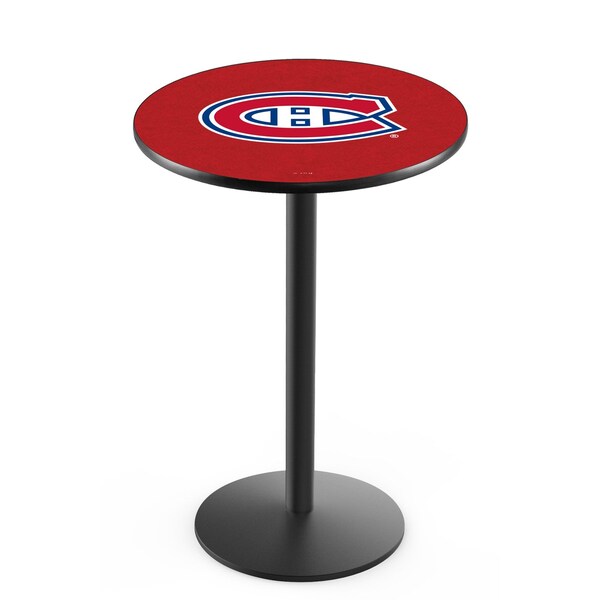 42" Blk Wrinkle Montreal Canadiens Pub Table, 36" dia. Top