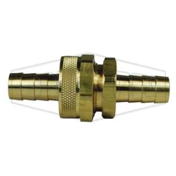 Short Shank Coupling with Hex Nut, 5/8 in x 3/4-11-1/2 Nominal, Hose Barb x GHT End Style, 2.95 in L